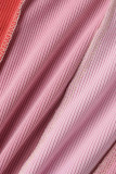 Roze sexy effen patchwork O-hals mouwloos twee stukken