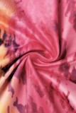 Rose Rouge Sexy Casual Imprimer Tie Dye Bandage Dos Nu Halter Combinaisons Régulières