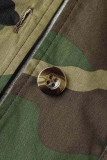Vert Armée Casual Rue Camouflage Imprimé Patchwork Boucle Col Rabattu Manches Courtes Deux Pièces
