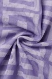 Фиолетовый сексуальный уличный геометрический пэчворк с круглым вырезом и коротким рукавом из двух частей