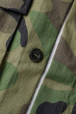 Capispalla con colletto rovesciato patchwork con stampa mimetica casual grigia