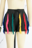 Vert Casual Solid Tassel Patchwork Taille Haute Crayon Patchwork Bottoms