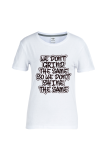 Grey Casual Street Print Patchwork Letter O Neck T-Shirts