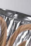 Темно-серая сексуальная прозрачная водолазка в стиле пэчворк с длинным рукавом из двух частей