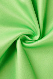 Groene casual print patchwork trekkoord O-hals korte mouw tweedelig