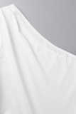 Preto Sexy Bandagem Sólida Patchwork Gola Oblíqua Assimétrica Vestidos Vestidos Irregulares