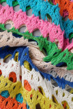 Color sexy borla vendaje patchwork hendidura trajes de baño cubrir