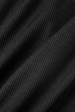 Zwarte casual sportkleding Effen skinny rompertjes met patchwork en vierkante kraag