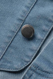 Небесно-голубые уличные однотонные лоскутные пуговицы Асимметричные джинсовые юбки со средней талией