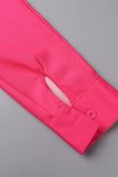Abiti da camicia con colletto alla rovescia di base con stampa a cambiamento graduale casual rosso rosa