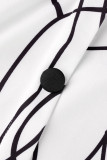 Zwarte casual werkprint patchwork jurken met ronde hals