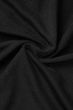 Schwarzes, sexy Patchwork-Heißbohren, durchsichtiger halber Rollkragenpullover