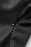Svarta sexiga formella solida lapptäcken Backless Off the Shoulder Aftonklänningar