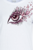 Rode casual Street Eyes bedrukte patchwork T-shirts met ronde hals