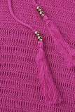 Nappa solida sexy rosa rossa scavata patchwork frenulo senza maniche due pezzi