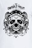 T-shirts à col rond orange Street Vintage Skull Patchwork