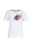 White Casual Street Eyes Printed Patchwork O Neck T-Shirts