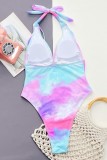 Color Sexy Print Tie Dye Bandage Backless Swimwears (Avec rembourrages)