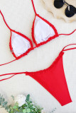 Röda sexiga solida bandage rygglösa badkläder (med vadderingar)