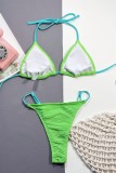 Green Sexy Solid Bandage Backless Swimwears (With Paddings)
