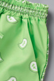 Vert Fluorescent Casual Sportswear Imprimé Patchwork Fermeture Éclair Col Manches Longues Deux Pièces