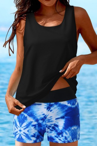 Black Sexy Print Solid Hollowed Out Backless Three Piece Set (With Paddings)