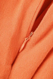 Tangerine Street Patchwork Sólido Dobra Cintura Alta Tipo A Parte de Baixo Cor Sólida