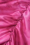 Vestidos de falda lápiz sin tirantes de patchwork sólido sexy rojo rosa