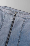 Vestidos jeans skinny azul bebê sexy casual sem costas sem alças sem mangas