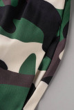 Camouflage Casual Street Camouflage Print Patchwork Schlitz Reißverschluss Hohe Taille Typ A Full Print Bottoms