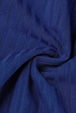 Голубые повседневные однотонные узкие комбинезоны с воротником-молнией в стиле пэчворк