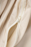 Abricot Casual Solide Patchwork Regular Taille Haute Classique Bas de Couleur Unie