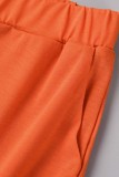 Оранжево-красный сексуальный повседневный однотонный пэчворк с открытой спиной на тонких бретелях без рукавов из двух частей