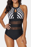 Stripe Sexy Print Patchwork Backless Swimwears (With Paddings)