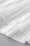 Calcinha branca casual patchwork sólida dobra cintura alta perna larga cor sólida