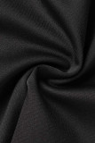 Черный сексуальный сплошной выдолбленный пэчворк с круглым вырезом без рукавов из двух частей
