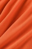 Arancione Rosso Sexy Casual Solid Patchwork Backless Spaghetti Strap senza maniche Due pezzi