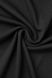 Zwarte sexy effen rugloze spaghettiband mouwloze jurk Grote maten jurken