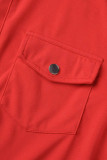 Colar de retalhos sólido casual vermelho com fivela redonda tamanho grande duas peças