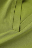 Grön Casual Solid Patchwork Turndown-krage Kort ärm Två delar