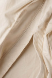 Abricot Casual Solide Patchwork Regular Taille Haute Classique Bas de Couleur Unie