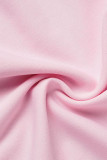 Roupa esportiva rosa sólida patchwork decote em U sem mangas duas peças
