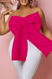 Rode Sexy Solid Backless Met Bow Strapless Tops