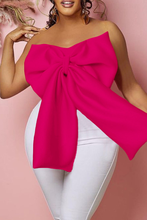 Rose Red Sexy Solid Backless met strik strapless tops