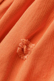 Tangerine Street Solid Patchwork Fold Cintura alta Tipo A Pantalones de color sólido