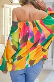 Farbe Casual Print Basic Off-the-Shoulder-Tops