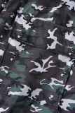 Armeegrün Casual Camouflage Print Patchwork Spaghetti Strap Regular Jumpsuits (Ohne T-Shirt)