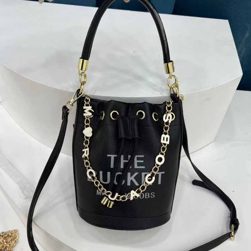 

Black Casual Street Letter Draw String Bags(Without Chain)