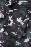 Army Green Casual Camouflage Print Patchwork Spaghetti Strap Regular Jumpsuits (Without T-shirt)