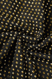 Pantalones de color sólido de cintura alta regulares de taladro caliente sólido sexy de oro negro